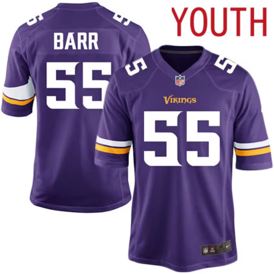 Youth Minnesota Vikings 55 Anthony Barr Nike Purple Team Color Game NFL Jersey